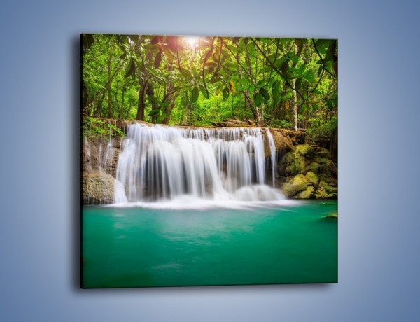 Obraz na płótnie – Piękno leśnego wodospadu – jednoczęściowy kwadratowy KN894