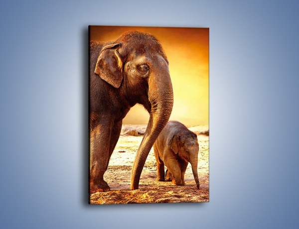 Obraz na płótnie – Tatuś i jego słoniątko – jednoczęściowy prostokątny pionowy Z219