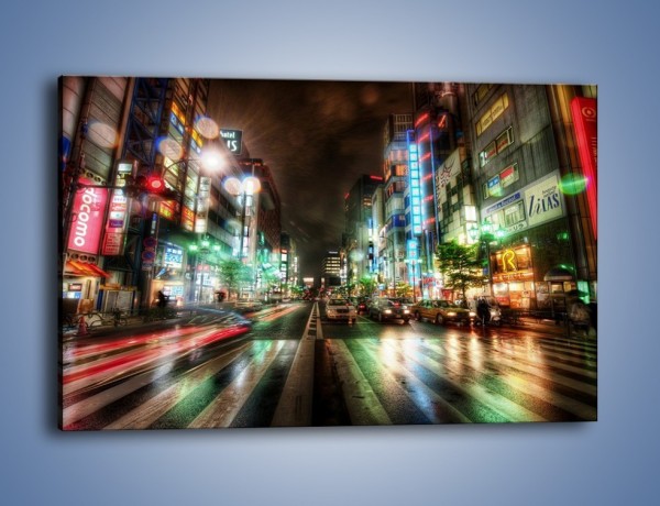 Obraz na płótnie – Tokyo nocą po deszczu – jednoczęściowy prostokątny poziomy AM027