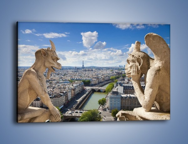 Obraz na płótnie – Kamienne gargulce nad Paryżem – jednoczęściowy prostokątny poziomy AM037