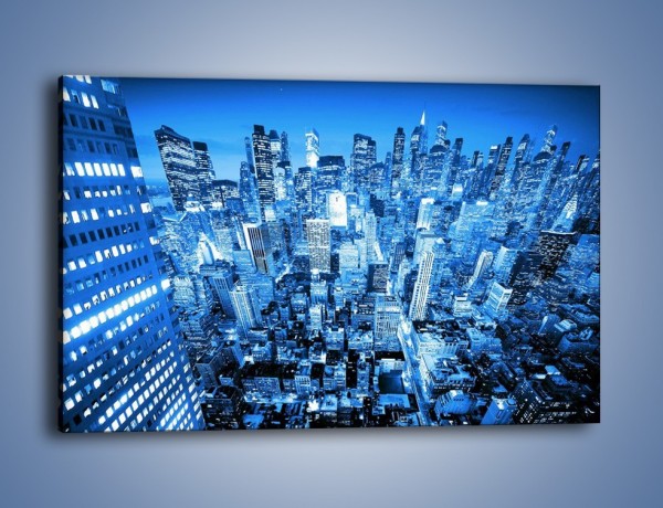 Obraz na płótnie – Centrum miasta w niebieskich kolorach – jednoczęściowy prostokątny poziomy AM042