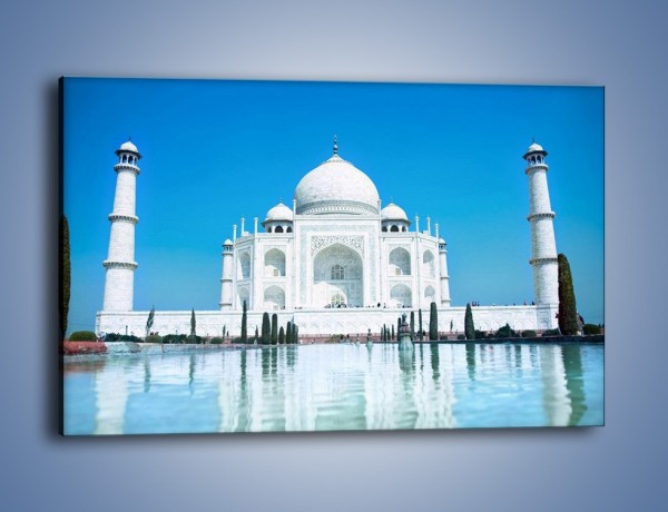 Obraz na płótnie – Taj Mahal pod błękitnym niebem – jednoczęściowy prostokątny poziomy AM077