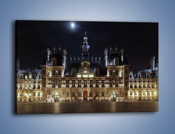 Obraz na płótnie – Ratusz w Paryżu nocą – jednoczęściowy prostokątny poziomy AM189