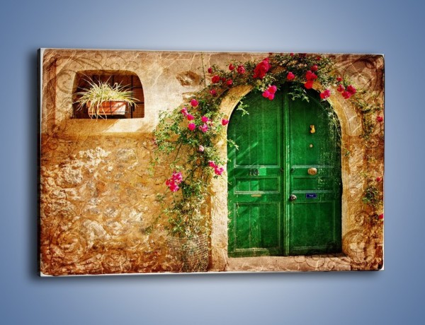 Obraz na płótnie – Drzwi w greckim domu vintage – jednoczęściowy prostokątny poziomy AM192