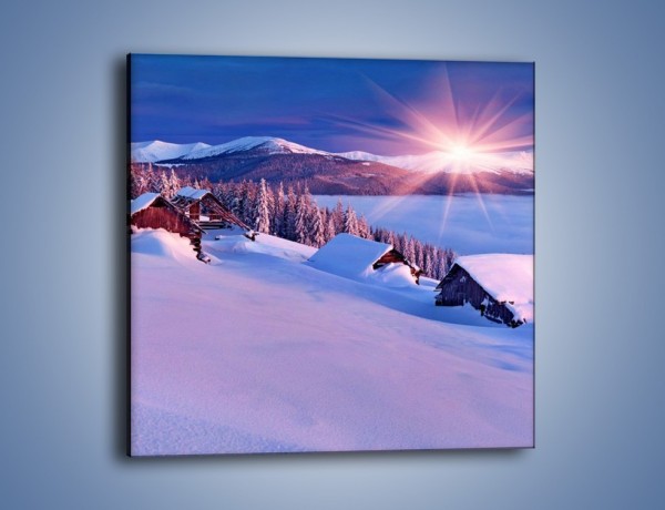 Obraz na płótnie – W górskiej chatce zimą – jednoczęściowy kwadratowy KN977