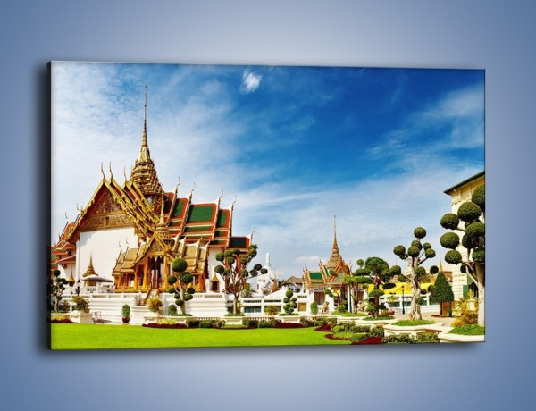 Obraz na płótnie – Tajska architektura pod błękitnym niebem – jednoczęściowy prostokątny poziomy AM197