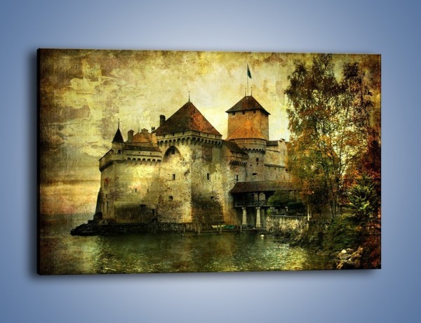 Obraz na płótnie – Średniowieczny zamek w stylu vintage – jednoczęściowy prostokątny poziomy AM233