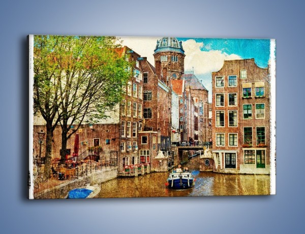 Obraz na płótnie – Kanał w Amsterdamie vintage – jednoczęściowy prostokątny poziomy AM259