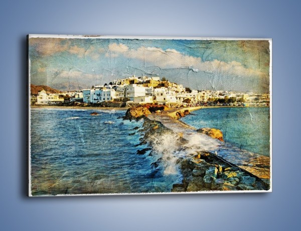 Obraz na płótnie – Grecka dróżka przez wodę vintage – jednoczęściowy prostokątny poziomy AM268