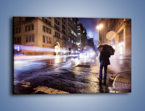 Obraz na płótnie – Deszczowa noc w Nowym Jorku – jednoczęściowy prostokątny poziomy AM343