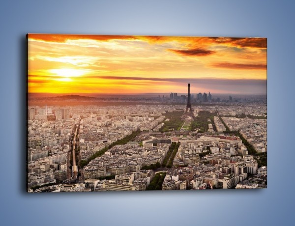 Obraz na płótnie – Zachód słońca nad Paryżem – jednoczęściowy prostokątny poziomy AM420