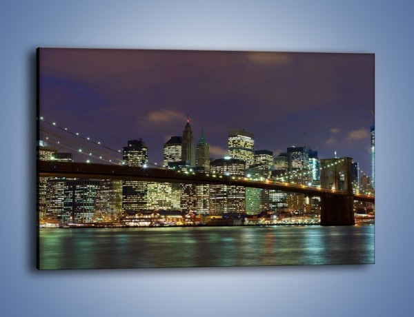 Obraz na płótnie – Most Brookliński na tle Manhattanu – jednoczęściowy prostokątny poziomy AM441