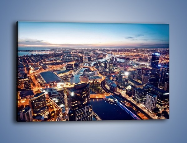 Obraz na płótnie – Panorama Melbourne po zmierzchu – jednoczęściowy prostokątny poziomy AM470