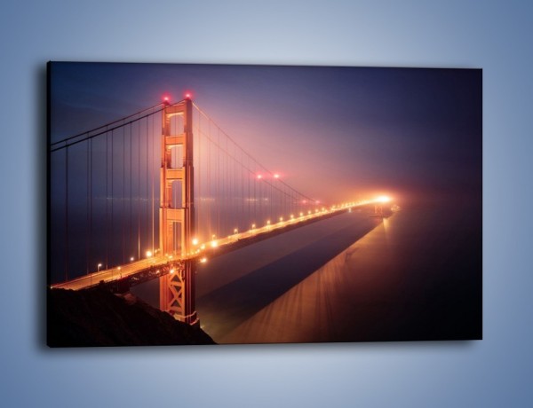 Obraz na płótnie – Most Golden Gate w nocnej mgle – jednoczęściowy prostokątny poziomy AM490