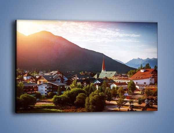 Obraz na płótnie – Austryjackie miasteczko u podnóży gór – jednoczęściowy prostokątny poziomy AM496