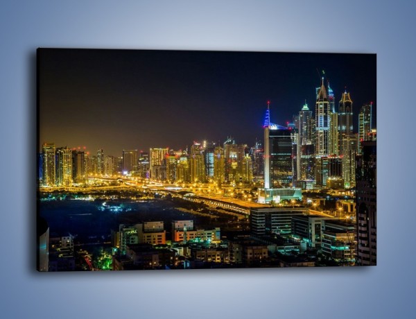 Obraz na płótnie – Oświetlony Dubaj nocą – jednoczęściowy prostokątny poziomy AM506