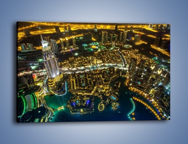 Obraz na płótnie – Dubaj nocą z lotu ptaka – jednoczęściowy prostokątny poziomy AM507