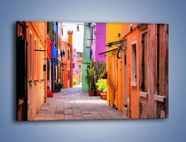Obraz na płótnie – Kolorowa uliczka we włoskim Burano – jednoczęściowy prostokątny poziomy AM509