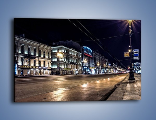 Obraz na płótnie – Ulica w Petersburgu nocą – jednoczęściowy prostokątny poziomy AM544