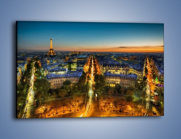 Obraz na płótnie – Rozświetlony Paryż wieczorową porą – jednoczęściowy prostokątny poziomy AM549