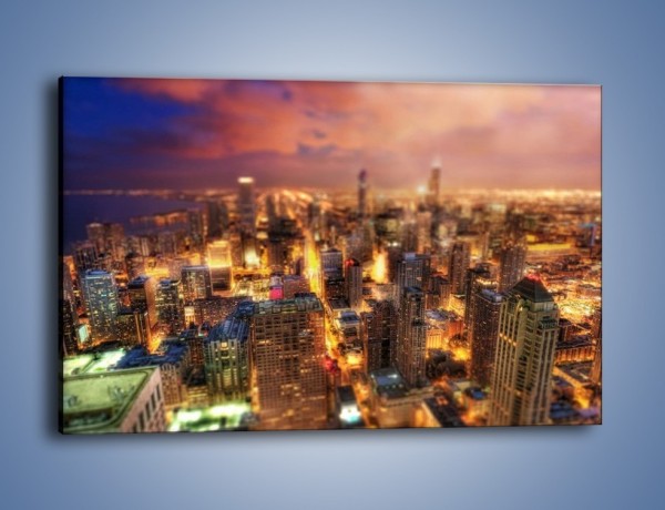 Obraz na płótnie – Rozmyta panorama Chicago – jednoczęściowy prostokątny poziomy AM562
