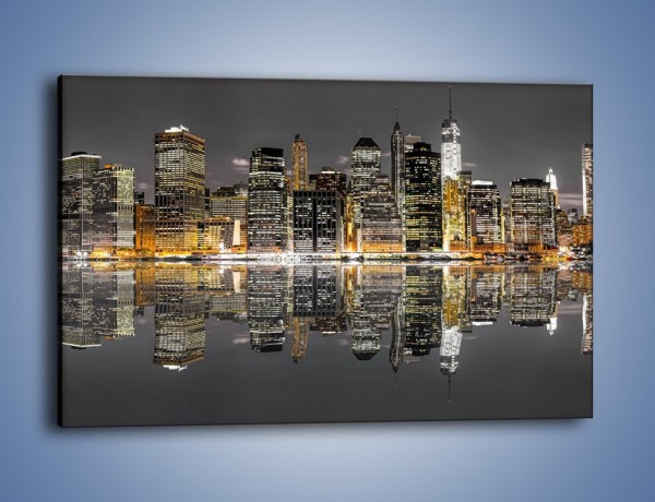 Obraz na płótnie – Panorama Nowego Yorku w odbiciu wody – jednoczęściowy prostokątny poziomy AM596