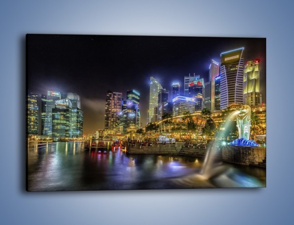 Obraz na płótnie – Nocne światła Singapuru – jednoczęściowy prostokątny poziomy AM630