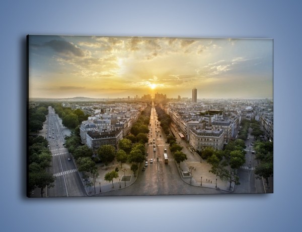 Obraz na płótnie – Zachód słońca nad Paryżem – jednoczęściowy prostokątny poziomy AM649