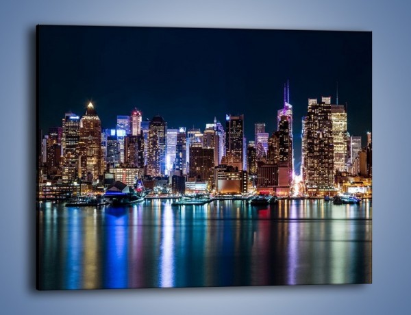 Obraz na płótnie – Nocna panorama Nowego Yorku – jednoczęściowy prostokątny poziomy AM658