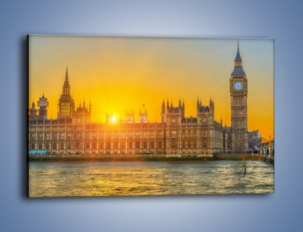Obraz na płótnie – Pałac Westminsterski o zachodzie słońca – jednoczęściowy prostokątny poziomy AM678