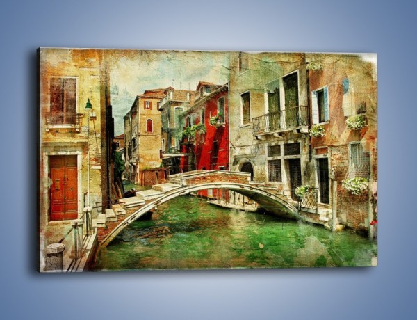 Obraz na płótnie – Mostek nad kanałem w Wenecji vintage – jednoczęściowy prostokątny poziomy AM688