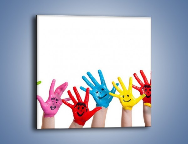Obraz na płótnie – Uśmiech na kolorowych dłoniach – jednoczęściowy kwadratowy L209