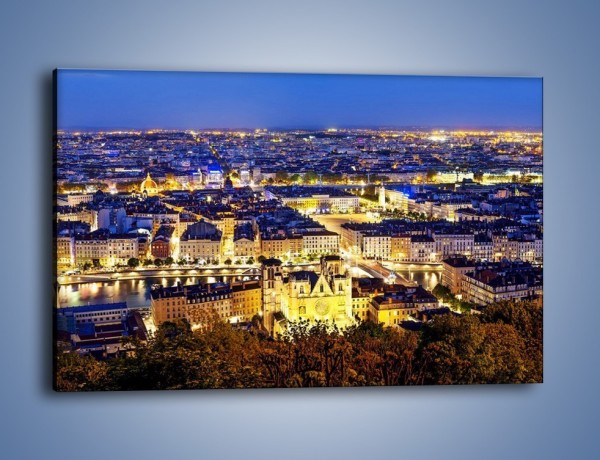 Obraz na płótnie – Nocna panorama Lyonu – jednoczęściowy prostokątny poziomy AM707