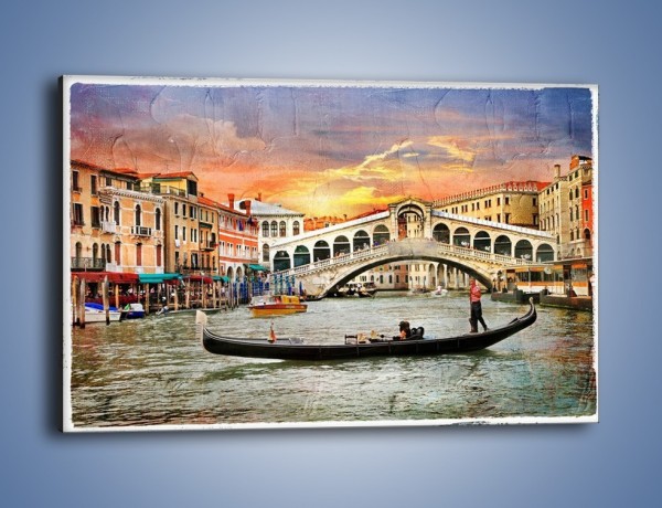 Obraz na płótnie – Most Rialto w Wenecji w stylu vintage – jednoczęściowy prostokątny poziomy AM711