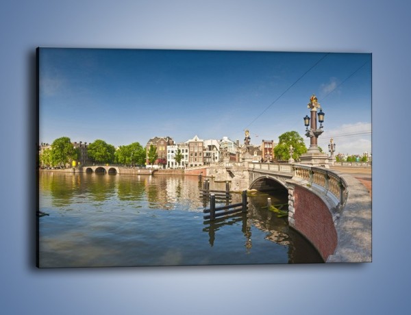 Obraz na płótnie – Most Blauwbrug w Amsterdamie – jednoczęściowy prostokątny poziomy AM713