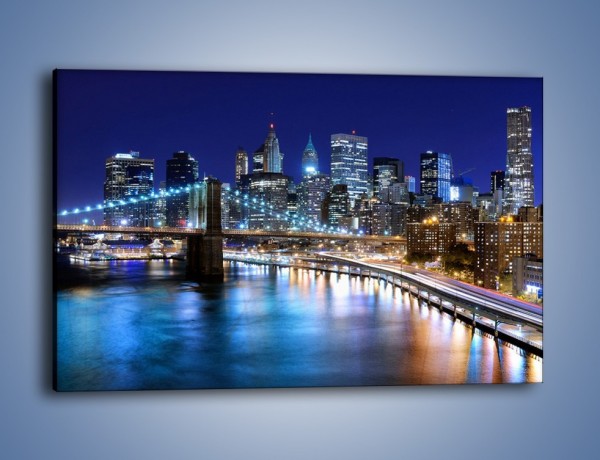Obraz na płótnie – Nocne światła Nowego Yorku – jednoczęściowy prostokątny poziomy AM726