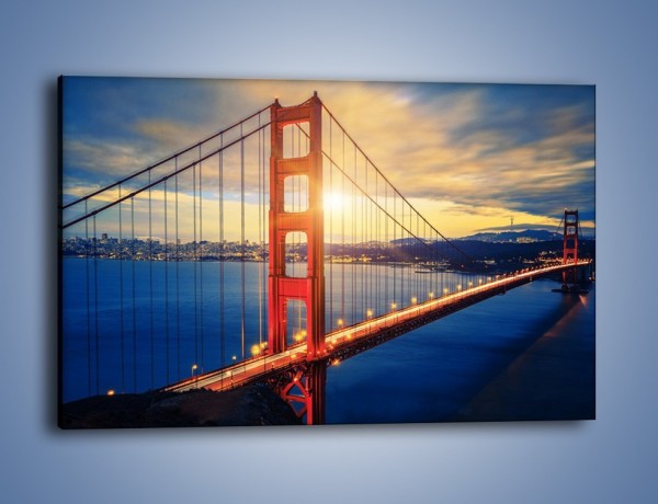 Obraz na płótnie – Zachód słońca nad Mostem Golden Gate – jednoczęściowy prostokątny poziomy AM738