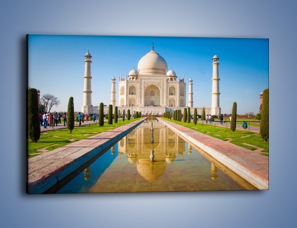 Obraz na płótnie – Taj Mahal pod błękitnym niebem – jednoczęściowy prostokątny poziomy AM750