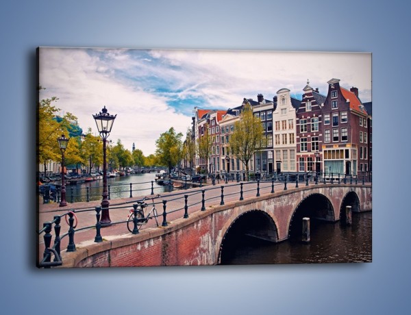 Obraz na płótnie – Kanał i most amsterdamski – jednoczęściowy prostokątny poziomy AM759