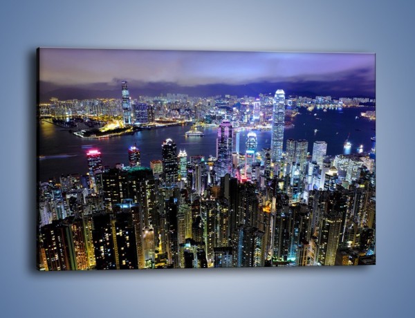 Obraz na płótnie – Nocna panorama Hong Kongu – jednoczęściowy prostokątny poziomy AM772