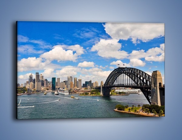 Obraz na płótnie – Panorama Sydney w pochmurny dzień – jednoczęściowy prostokątny poziomy AM784