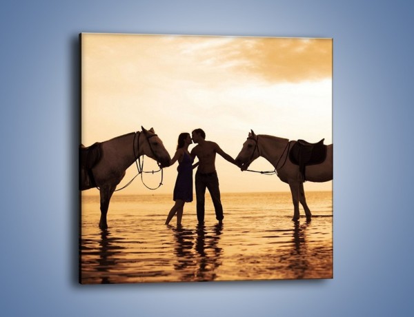 Obraz na płótnie – Miłość morze i konie – jednoczęściowy kwadratowy L253