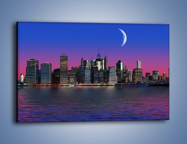Obraz na płótnie – Księżyc nad Manhattanem – jednoczęściowy prostokątny poziomy AM790