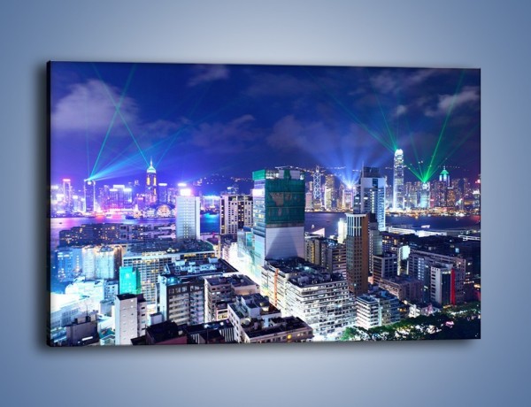 Obraz na płótnie – Pokaz laserów nad Hong Kongiem – jednoczęściowy prostokątny poziomy AM796