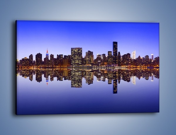 Obraz na płótnie – Panorama Manhattanu w odbiciu wody – jednoczęściowy prostokątny poziomy AM798