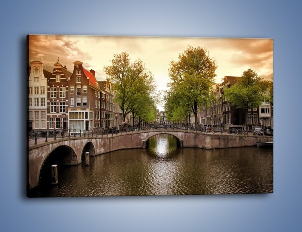 Obraz na płótnie – Amsterdamski kanał – jednoczęściowy prostokątny poziomy AM800