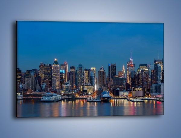 Obraz na płótnie – Panorama Nowego Yorku w nocy – jednoczęściowy prostokątny poziomy AM809