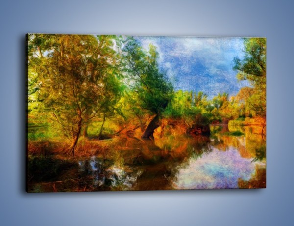 Obraz na płótnie – Drzewa w wodnym lustrze – jednoczęściowy prostokątny poziomy GR010