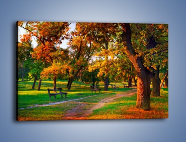 Obraz na płótnie – Ławeczka w parku – jednoczęściowy prostokątny poziomy GR011