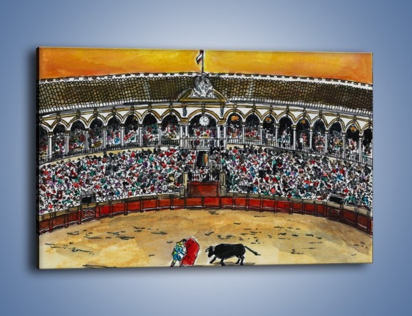 Obraz na płótnie – Walka torreadora z bykiem – jednoczęściowy prostokątny poziomy GR040